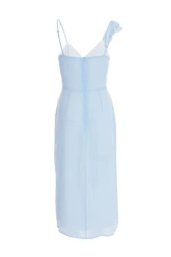 Light Blue Textured Frill Midi Dress -Outlet Clothyne Store 00100037308 ZB