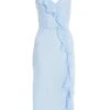 Light Blue Textured Frill Midi Dress 2 Light Blue Textured Frill Midi Dress -Outlet Clothyne Store 00100037308 ZM