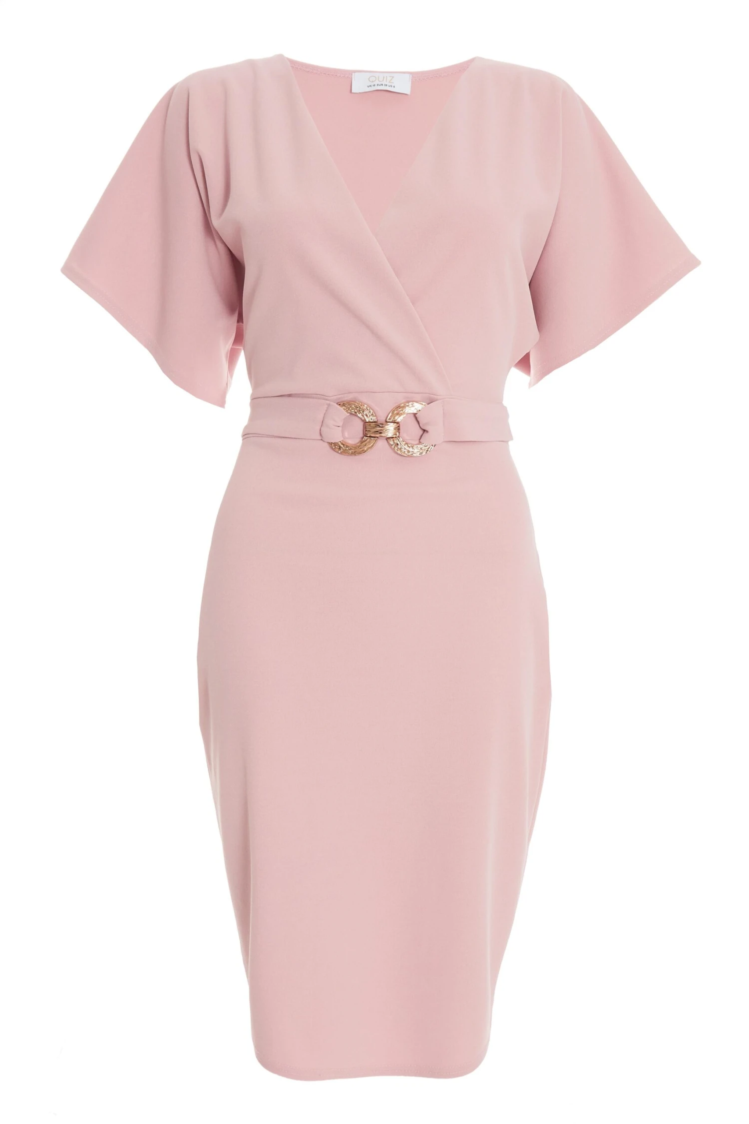 Light Pink Buckle Wrap Midi Dress 3 Light Pink Buckle Wrap Midi Dress