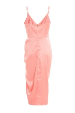 Coral Wrap Ruched Midi Dress -Outlet Clothyne Store 00100037313 ZB