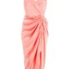 Coral Wrap Ruched Midi Dress -Outlet Clothyne Store 00100037313 ZM