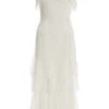 White Chiffon Dobby Tiered Maxi Dress -Outlet Clothyne Store 00100037314 ZM