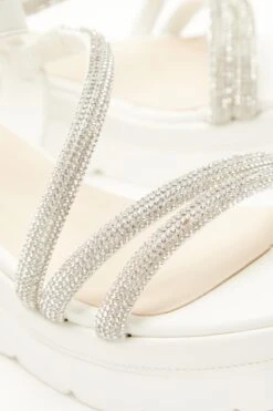 White Faux Leather Diamante Wedges 12 White Faux Leather Diamante Wedges -Outlet Clothyne Store 00100037331 ZB