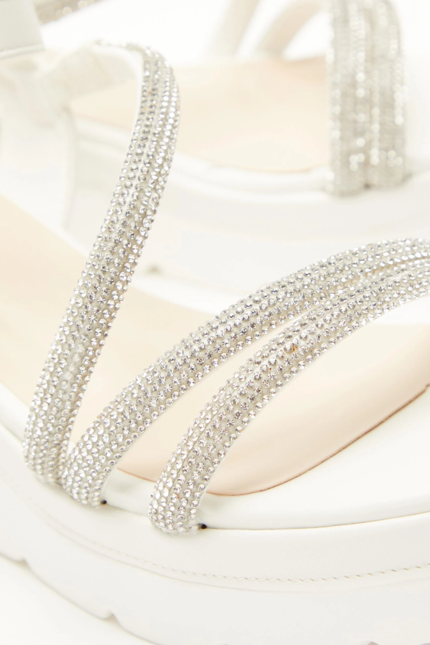 White Faux Leather Diamante Wedges 7 White Faux Leather Diamante Wedges - Image 5