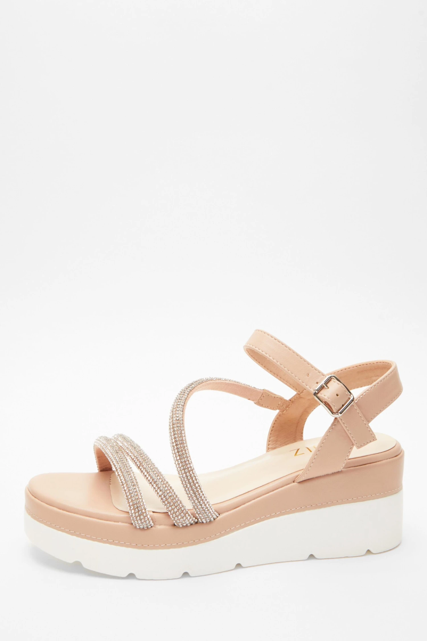 Pink Faux Leather Diamante Wedges 3 Pink Faux Leather Diamante Wedges