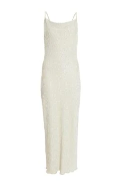 Champagne Plisse Split Maxi Dress