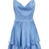 Blue Satin Diamante Frill Playsuit 1 Blue Satin Diamante Frill Playsuit -Outlet Clothyne Store 00100037355 ZM