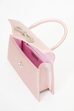 Pale Pink Satin Diamante Bow Mini Tote Bag -Outlet Clothyne Store 00100037359 XS