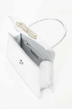Silver Foil Diamante Bow Mini Tote Bag -Outlet Clothyne Store 00100037360 XS