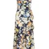 Navy Floral Satin Frill Wrap Midi Dress 2 Navy Floral Satin Frill Wrap Midi Dress -Outlet Clothyne Store 00100037367 ZM