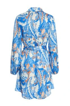 Blue Marble Print Shirt Mini Dress -Outlet Clothyne Store 00100037368 ZB
