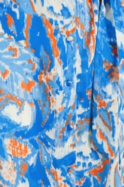 Blue Marble Print Shirt Mini Dress -Outlet Clothyne Store 00100037368 ZS