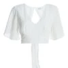 White Textured Tie Back Crop Top -Outlet Clothyne Store 00100037371 ZM