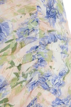 Pink Floral Chiffon Ruched Mini Dress -Outlet Clothyne Store 00100037372 ZS