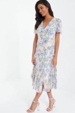 Pink Floral Midi Dress 11 Pink Floral Midi Dress -Outlet Clothyne Store 00100037373 XS