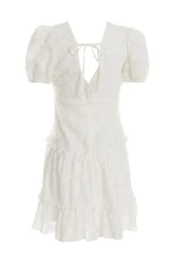 White Chiffon Floral Smock Mini Dress -Outlet Clothyne Store 00100037383 ZB