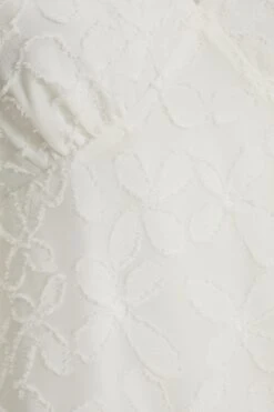 White Chiffon Floral Smock Mini Dress -Outlet Clothyne Store 00100037383 ZS