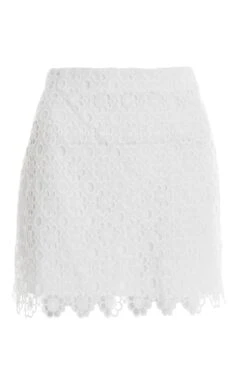 White Crochet Bodycon Mini Skirt