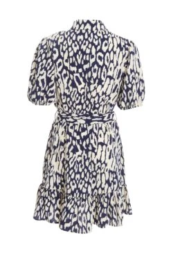 Navy Animal Print Shirt Mini Dress -Outlet Clothyne Store 00100037456 ZB