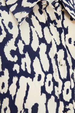 Navy Animal Print Shirt Mini Dress -Outlet Clothyne Store 00100037456 ZS