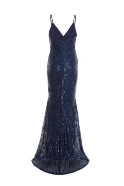 Navy Sequin Fishtail Maxi Dress -Outlet Clothyne Store 00100037463 ZB