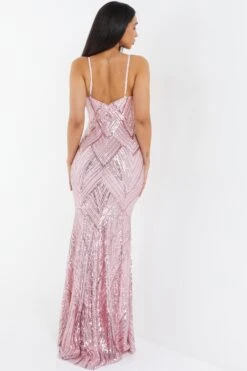 Pink Sequin Fishtail Maxi Dress -Outlet Clothyne Store 00100037464 XB