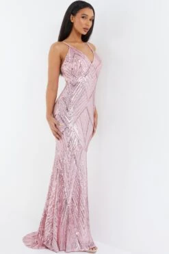 Pink Sequin Fishtail Maxi Dress -Outlet Clothyne Store 00100037464 XS