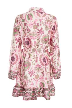 Pink Satin Paisley Print Mini Shirt Dress -Outlet Clothyne Store 00100037473 ZB