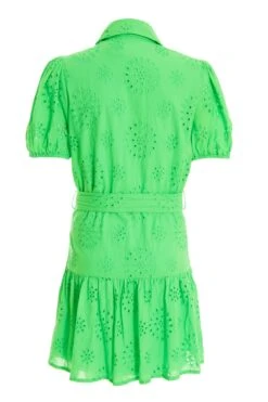 Green Embroidered Mini Shirt Dress 12 Green Embroidered Mini Shirt Dress -Outlet Clothyne Store 00100037475 ZB