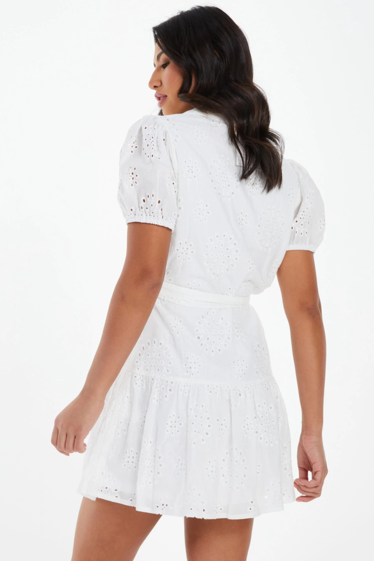 White Embroidered Mini Shirt Dress 5 White Embroidered Mini Shirt Dress - Image 3