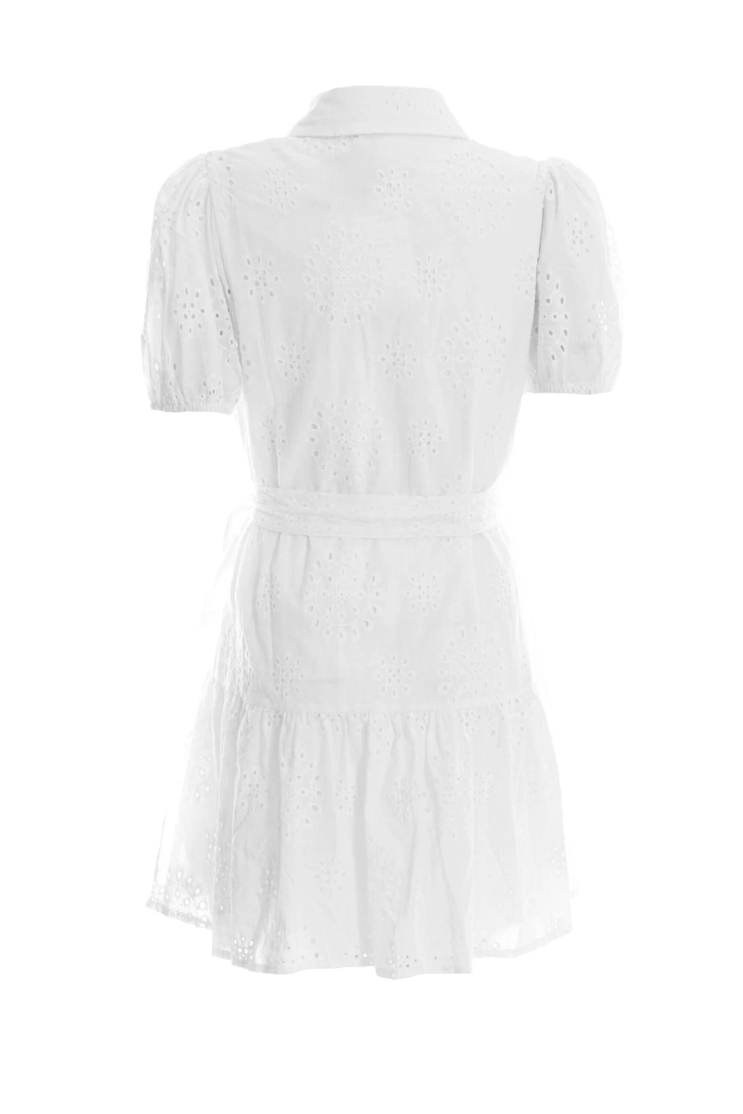 White Embroidered Mini Shirt Dress 7 White Embroidered Mini Shirt Dress - Image 5