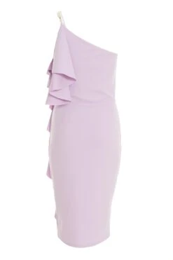 Lilac One Shoulder Frill Midi Dress -Outlet Clothyne Store 00100037493 ZB