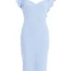 Light Blue Frill Bodycon Midi Dress -Outlet Clothyne Store 00100037495 ZM