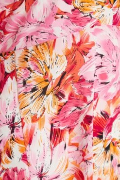 Pink Floral Wrap Midi Dress -Outlet Clothyne Store 00100037502 ZS