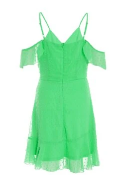 Green Chiffon Polka Dot Skater Dress -Outlet Clothyne Store 00100037557 ZB