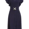 Navy Wrap Dip Hem Midi Dress 2 Navy Wrap Dip Hem Midi Dress -Outlet Clothyne Store 00100037578 ZM