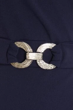 Navy Wrap Dip Hem Midi Dress -Outlet Clothyne Store 00100037578 ZS