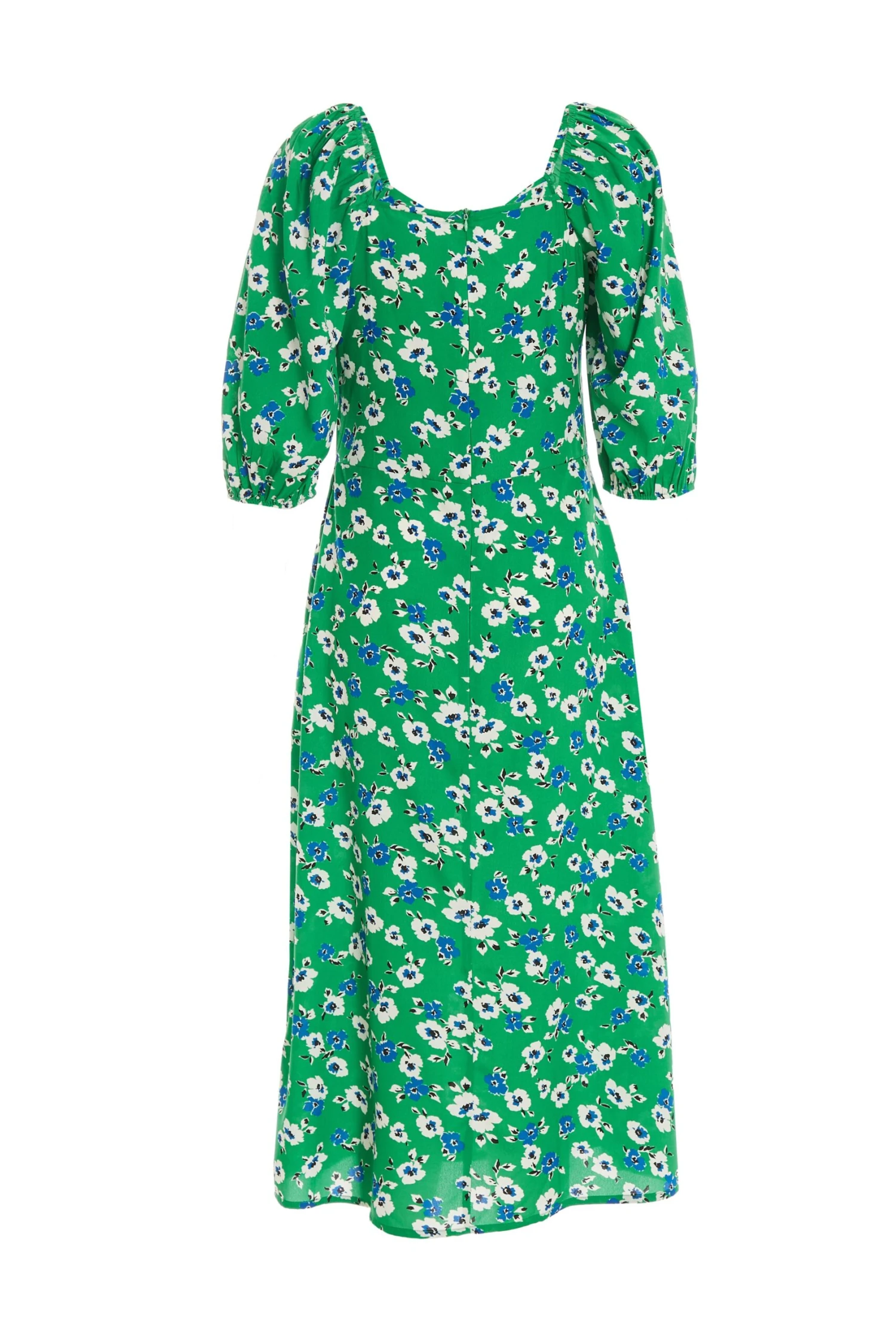 Green Floral Print Ruched Midi Dress 7 Green Floral Print Ruched Midi Dress - Image 5
