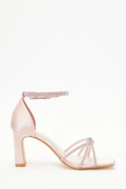 Wide Fit Pink Satin Diamante Heeled Sandals -Outlet Clothyne Store 00100037647 ZS