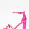 Wide Fit Pink Satin Block Heeled Sandals -Outlet Clothyne Store 00100037652 ZM