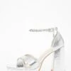 Wide Fit Silver Platform Heeled Sandals -Outlet Clothyne Store 00100037653 ZM