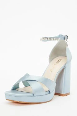 Wide Fit Blue Platform Heeled Sandals -Outlet Clothyne Store 00100037655 XB