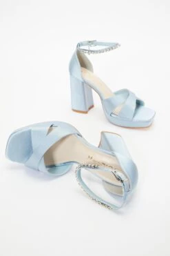 Wide Fit Blue Platform Heeled Sandals -Outlet Clothyne Store 00100037655 XS