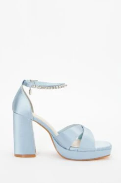 Wide Fit Blue Platform Heeled Sandals -Outlet Clothyne Store 00100037655 ZS