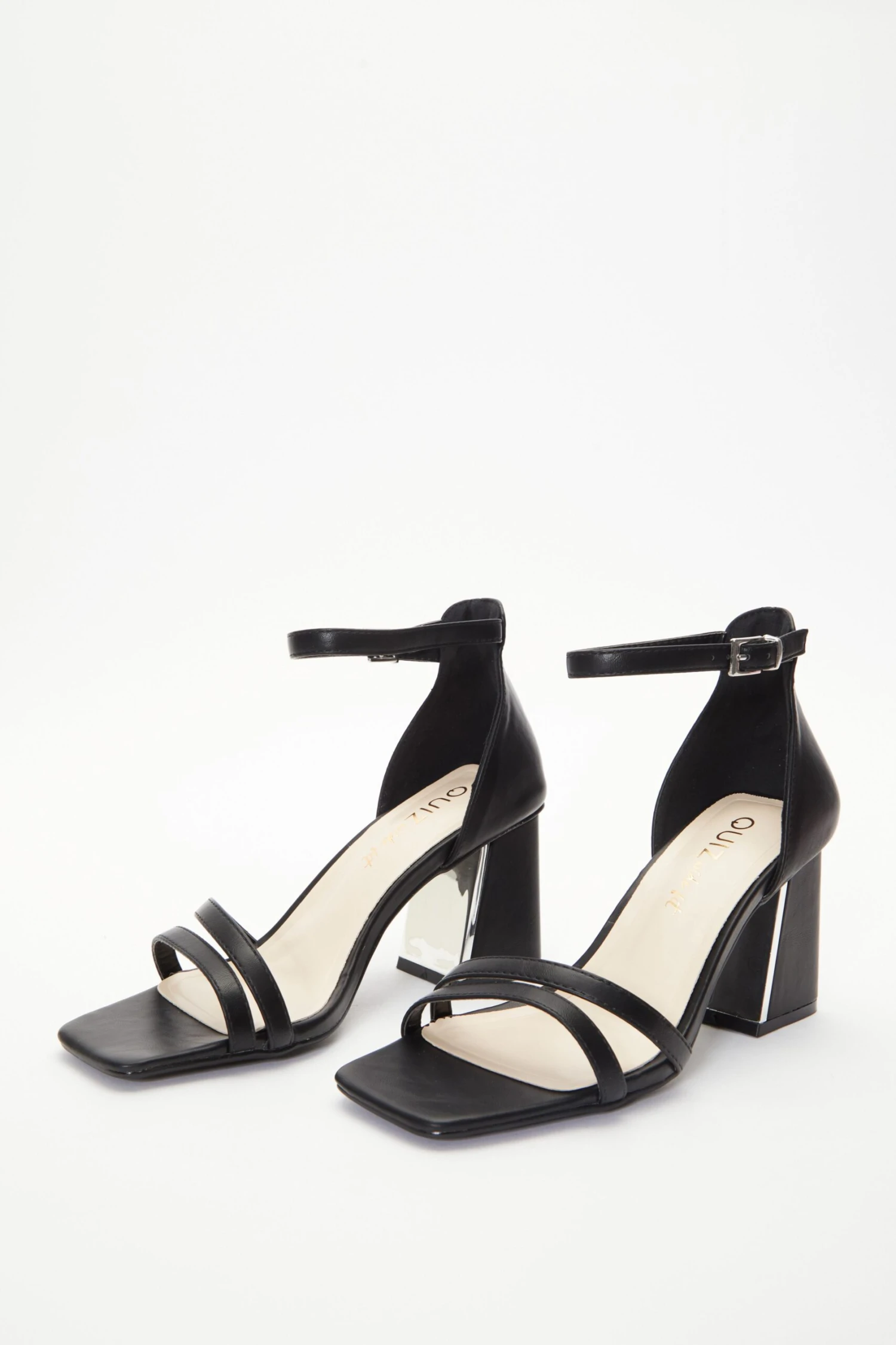Wide Fit Black Asymmetric Strap Heeled Sandals 6 Wide Fit Black Asymmetric Strap Heeled Sandals - Image 4
