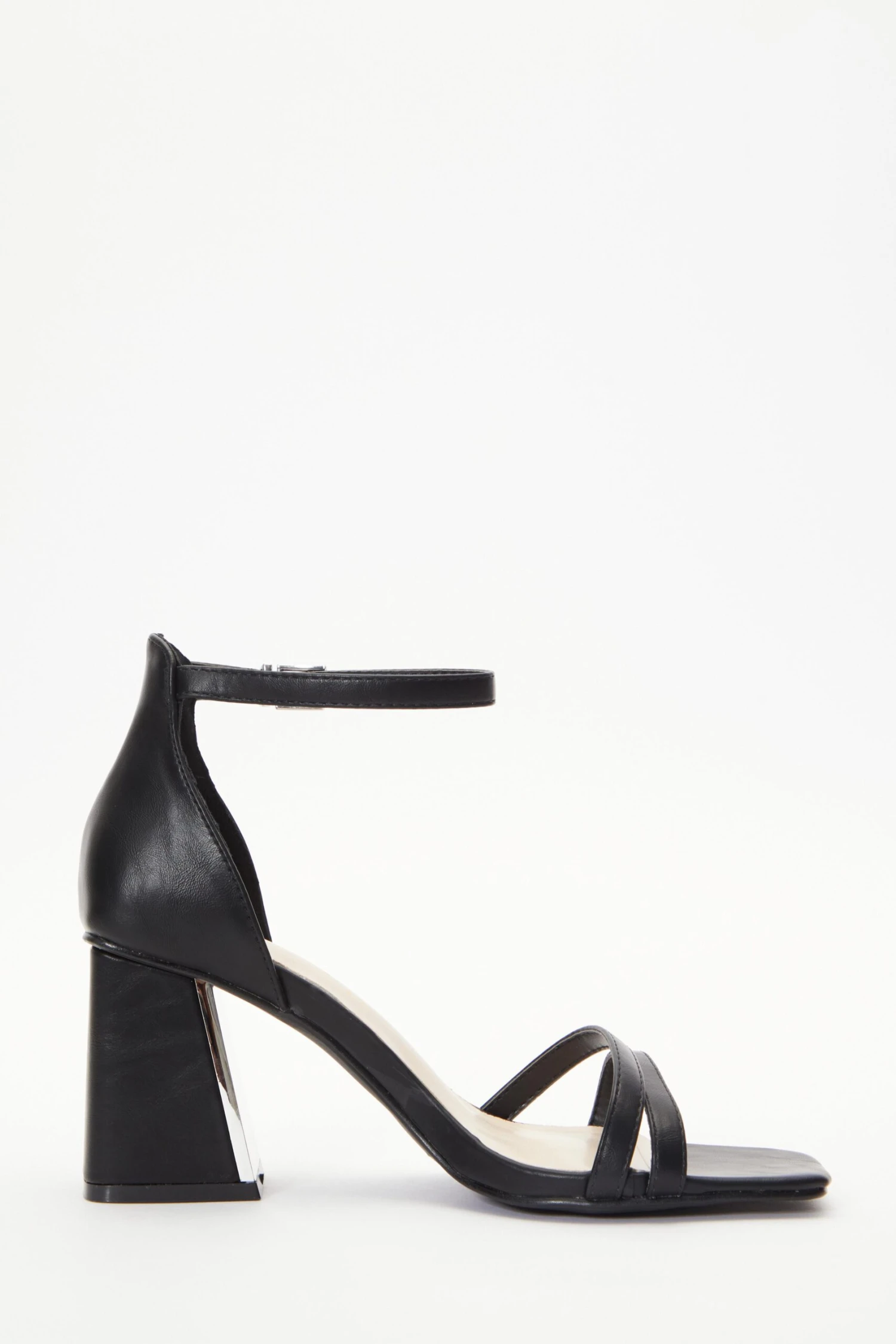 Wide Fit Black Asymmetric Strap Heeled Sandals 8 Wide Fit Black Asymmetric Strap Heeled Sandals - Image 6