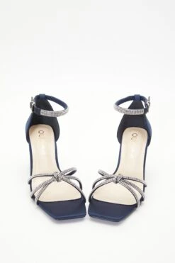 Wide Fit Navy Satin Diamante Heeled Sandals -Outlet Clothyne Store 00100037667 XS