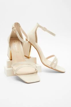 Wide Fit Nude Asymmetric Strap Heeled Sandals -Outlet Clothyne Store 00100037668 XS