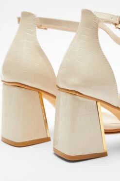Wide Fit Nude Asymmetric Strap Heeled Sandals -Outlet Clothyne Store 00100037668 ZB
