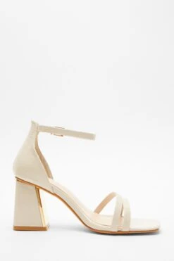 Wide Fit Nude Asymmetric Strap Heeled Sandals -Outlet Clothyne Store 00100037668 ZS